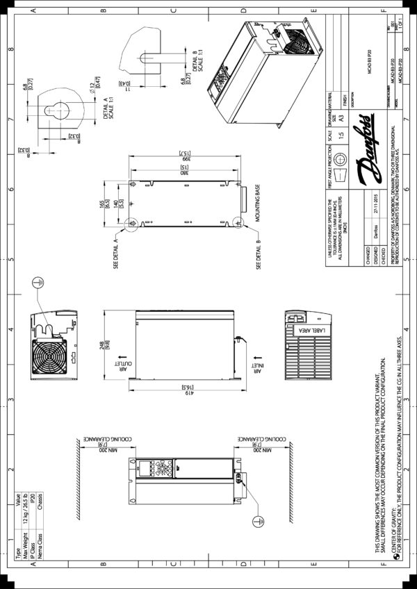 Danfoss 131F8059 Inverter Drive - 11kW, IP20